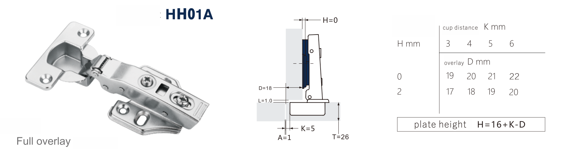HH01A Two-way hydraulic fixed mounting plate hinge